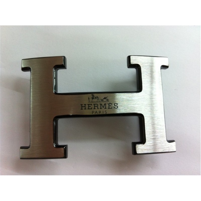 Hermes Belt 18K Black Silver With Logo 