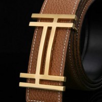 Hermes Belt 18K Gold Fashion H Brushed Buckle