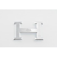 Hermes Belt 18K Silver Brushed With Logo Buckle