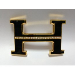 Hermes Belt 18k Black Gold With Diamonds H Buckle
