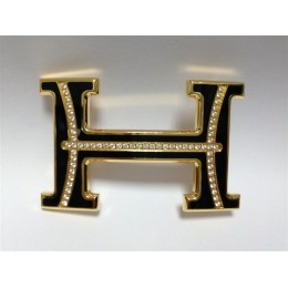 Hermes Belt 18k Black Gold With Full Diamonds H Buckle