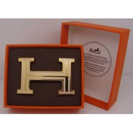 Hermes Belt 18k Gold Plated H Buckle with Double Full Diamonds