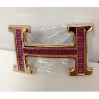 Hermes Belt 18k Rose Gold With Red Diamonds H Buckle