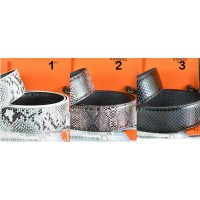 Hermes Snake Stripe Leather Reversible Belt 3 Color Without Buckle