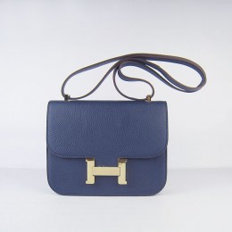 Hermes Constance Shoulder Bag Deep Blue Gold