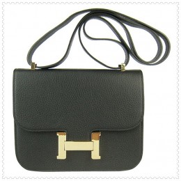 Hermes Constance Shoulder Bag Black Gold