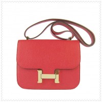 Hermes Constance Shoulder Bag Red Gold