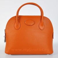 Hermes Bolide 31cm Orange Togo Leather Bag Silvery
