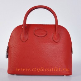 Hermes Bolide 31cm Red Togo Leather Bag Silvery