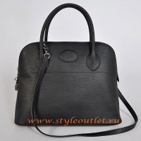 Hermes Bolide 37cm Black Togo Leather Bag Silvery