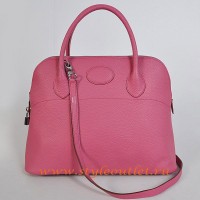 Hermes Bolide 37cm Peach Togo Leather Bag Silvery