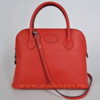 Hermes Bolide 37cm Red Togo Leather Bag Silvery