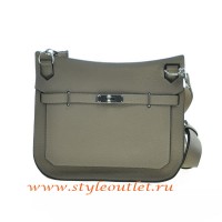 Hermes Jypsiere 28cm Togo Leather Shoulder Bag Light Gray Silver