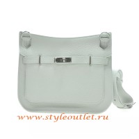 Hermes Jypsiere 28cm Togo Leather Shoulder Bag White Silver