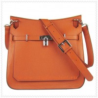 Hermes Jypsiere 34cm Leather Shoulder bag orange silver