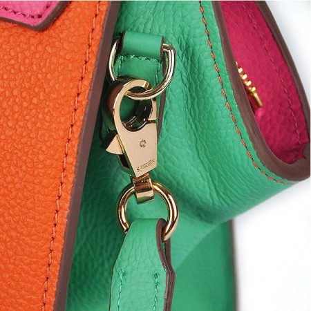 Hermes Stirrup Mini Orange and Top Handle Peach Green Bag