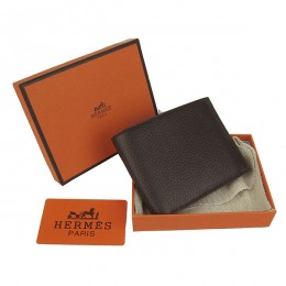Hermes H014 Mini short Wallet Deep Coffee