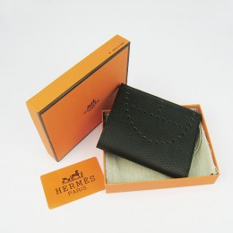 Hermes H025 Mini Short Punching H Wallet Black