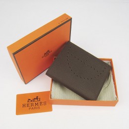 Hermes H025 Mini Short Punching H Wallet Deep Coffee