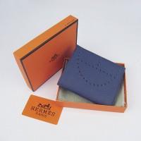 Hermes H025 Mini Short Punching H Wallet Deep Blue