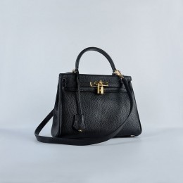 Hermes Kelly 28Cm Togo Leather Handbag Black Gold