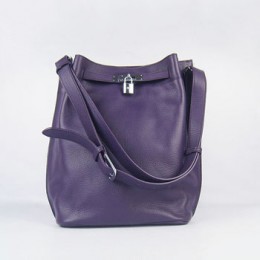 Hermes So Kelly 24cm Nappa Leather Shoulder Bag purple Silver