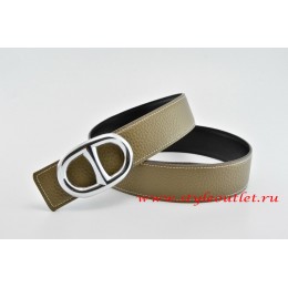 Hermes Anchor Chain Leather Reversible Gray/Black Belt 18k Silver Buckle
