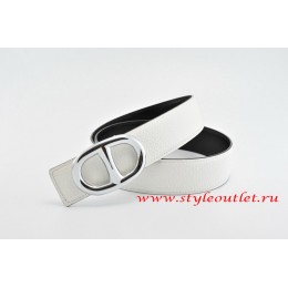 Hermes Anchor Chain Leather Reversible White/Black Belt 18k Silver Buckle
