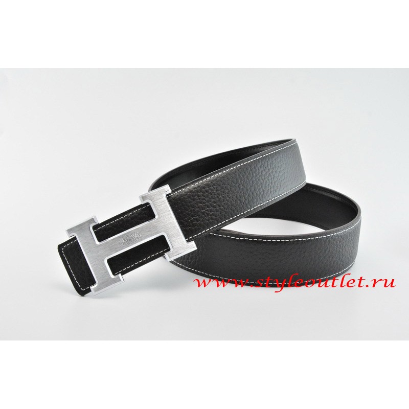 hermes black and silver belt