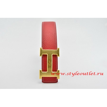 Hermes Classics H Leather Reversible Red/Black Belt 18k Gold With Logo Buckle