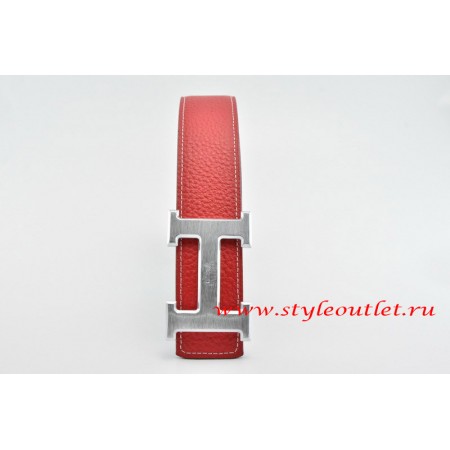 Hermes Classics H Leather Reversible Red/Black Belt 18k Silver With Logo Buckle