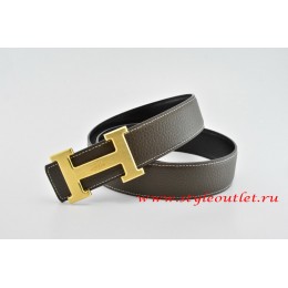Hermes Classics H Leather Reversible Brown/Black Belt 18k Gold With Logo Buckle