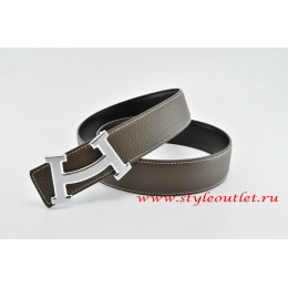 Hermes Fashion H Leather Reversible Brown/Black Belt 18k Silver Buckle
