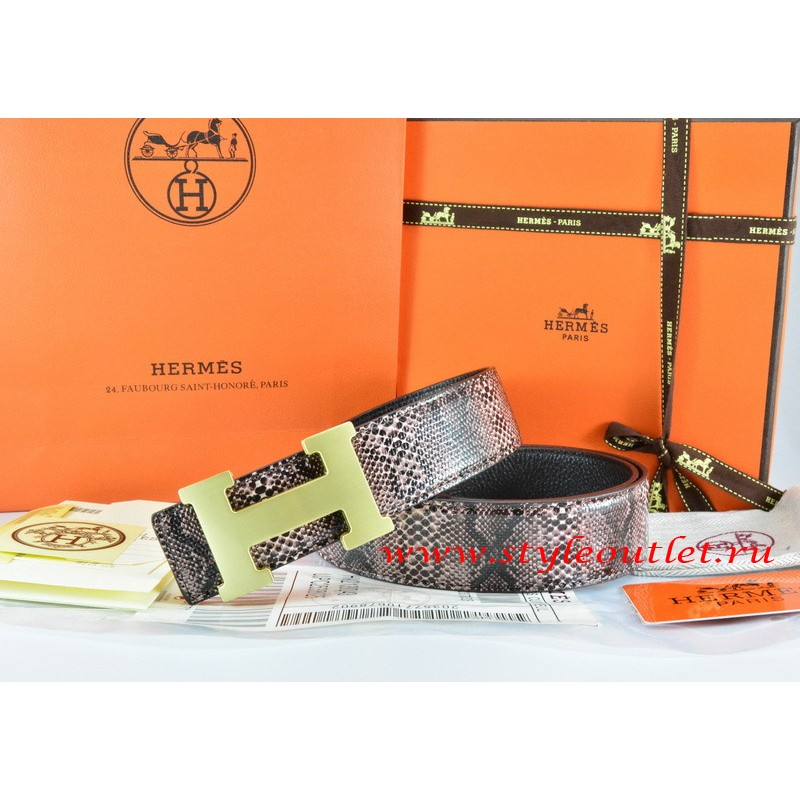 Hermes Brown/Black Snake Stripe Leather 