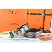 Hermes Brown/Black Snake Stripe Leather Reversible Belt 18K Gold Coach Buckle