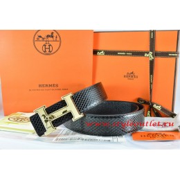 Hermes White/Black Snake Stripe Leather Reversible Belt 18K Gold Prints Coach Stripe H Buckle